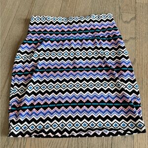 Chevron Patterned Skirt - Multicolor